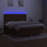  Box spring postelja z vzmetnico LED temno rjava 160x200cm blago, (20902031) | Shoptok.si
