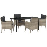 vidaXL 5-delni set vrtnih stolov z blazinami svetlo sivi poli ratan, (22087783) | Shoptok.si