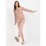 Fashion Hunters Beige warm pajamas with pants and a sweatshirt | Shoptok.si