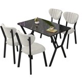 Hanah home Set Trpezarijski sto i 4 stolice Elma Cream Black | Eponuda.com