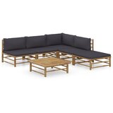 Maison Chic Seti vrtnega pohištva - Vrtna garnitura - Vrtni pohištvo set z blazinami 6-delna temno siva bambus, (21796011) | Shoptok.si