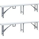 vidaXL Zložljiva vrtna klop 2 kosa 180 cm HDPE bele barve Cene