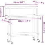  Kuhinjski radni stol s policom 110x55x120 cm nehrđajući čelik | shoptok.hr
