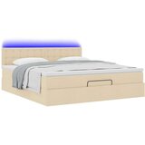 vidaXL Otomanski posteljni okvir z vzmetnico krem 180x200cm blago | Shoptok.si