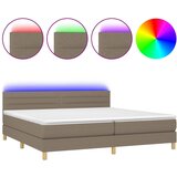 vidaXL Box spring postelja z vzmetnico LED taupe 200x200 cm blago, (20900202) Cene