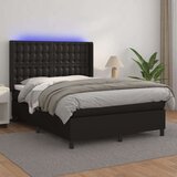  Box spring s madracem LED crni 140 x 190 cm umjetna koža Cijene