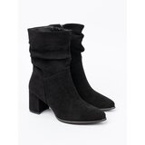 Shelvt Black suede ankle boots with elegant ruffles | shoptok.hr