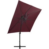  Konzolni vrtni suncobran sa stupom i LED svjetlima 250 cm bordo | shoptok.hr