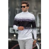 Madmext White Turtleneck Patterned Sweater 6845 Cene