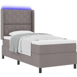  LED Box Spring Krevet Sivo-smeđa 90 x 200 cm tkanina | shoptok.hr