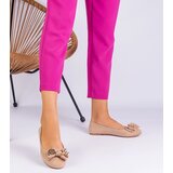 Gemre Beige classic women's suede ballet flats with a bow Merasol | shoptok.hr