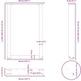  Noge za blagovaonski stol U-oblik 2 kom Bijele 50 x (72-73) cm Čelik | shoptok.hr