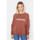 Trendyol Brown Oversize Raglan Sleeve Ragged Knitted Sweathsirt | shoptok.hr