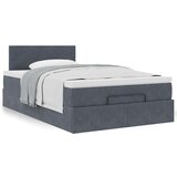 vidaXL Otomanski posteljni okvir z vzmetnico siv 120x200 cm žamet | Shoptok.si