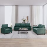 vidaXL Sedežna garnitura 3-delna z blazinami temno zelen žamet | Shoptok.si