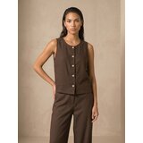 Sinsay Bluza bez rukava s gumbima od viskoze s dodatkom lana | shoptok.hr