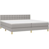  Krevet box spring s madracem LED svjetlosivi 200x200 cm tkanina | shoptok.hr