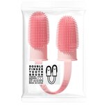 INF Dvojna prstna zobna ščetka za hišne ljubljenčke - mehke TPR ščetine za učinkovito čiščenje Pink, (5000125396) | Shoptok.si