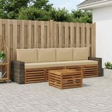  Set vanjskih sofa 5 kom. Prirodna i bež Čvrsto drvo akacije | shoptok.hr