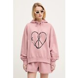 MOSCHINO JEANS Bombažen pulover ženska, roza barva, s kapuco, 1708 3228 | Shoptok.si