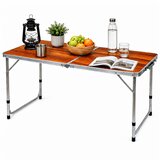  Folding Camping Table Adjustable Height Suitcase Wood | Shoptok.si