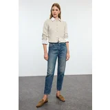 Trendyol Dark Blue High Waist Slim Mom Jeans