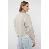 Trendyol Stone Soft Textured Diamond Patterned Jacket-Looking Knitwear Cardigan | shoptok.hr