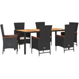  7-dijelni vrtni blagovaonski set s jastucima crni od poliratana Crna Dužina stola 190 cm | Shoptok.si