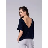 Look Made With Love Woman's Blouse 737 Vneck Navy Blue