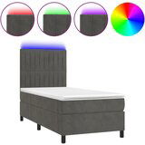 Maison Chic Box spring postelja - Vzmetna postelja z vzmetnico LED temno siva 80x200 cm žamet SL21816, (21905219) | Shoptok.si