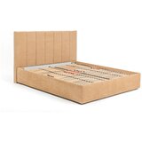 Bonami Selection Gorčično rumena oblazinjena zakonska postelja s prostorom za shranjevanje z letvenim dnom 180x200 cm Thessa Bold Line – | Shoptok.si