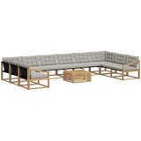 vidaXL Zunanja garnitura za sedenje 11 pcs Bela in svetlo siva, (5000281030) | Shoptok.si