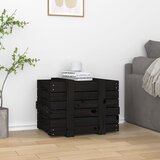  Kutija za pohranu crna 58 x 40,5 x 42 cm od masivne borovine | shoptok.hr