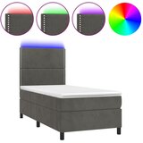 Maison Chic Box spring postelja - Vzmetna postelja z vzmetnico LED temno siva 100x200 cm žamet SL3162, (21905913) Cene