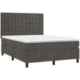  Box spring postelja z vzmetnico temno siva 140x200 cm žamet, (20791020) | Shoptok.si