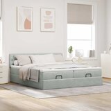  Okvir kreveta s madracima svijetlosivi 200x200cm baršunasti | shoptok.hr
