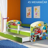  Otroška postelja ACMA z motivom, stranska zelena + predal 180x80 cm 45 Mehanik | Shoptok.si