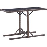 vidaXL Vrtna miza rjava 110x53x72 cm steklo in poli ratan Cene