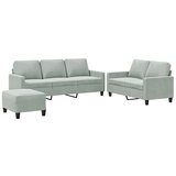 Maison Chic Sedežna garnitura - kavč 3-delna z blazinami svetlo siv žamet, (21729015) | Shoptok.si