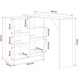  Barski stol s pomičnom policom bijeli 138 x 39 x 110 cm | shoptok.hr