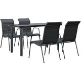 vidaXL 5-dijelni vrtni blagovaonski set crni od čelika i tekstilena | shoptok.hr