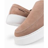 Ombre Men's slip on half shoes on thick sole - light brown Cene
