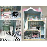  Velika drvena kućica za lutke + drveni namještaj pastelnih boja za5457 | shoptok.hr