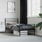 Maison Chic Kovinski Posteljni okvir - Enojna postelja - Postelja za odrasle z vzglavjem in vznožjem črn 90x200 cm, (21696989) | Shoptok.si