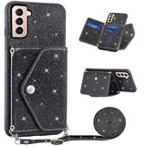 INORCO Zadnja lupina za Samsung Galaxy S21 4G/5G Trikotno držalo za kartice, stojalo za telefon iz PU usnja+TPU, (22037030) Cene