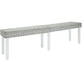  Klupa bijela 160x35x45 cm prirodni kubu ratan i masivno drvo mahagonij Cijene