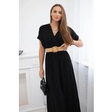 Kesi Włoski Long dress with a decorative belt black Cene
