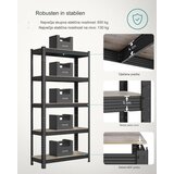 Songmics Polica 50 x 100 x 200 cm prirodno crna, GLR050B11 | shoptok.hr