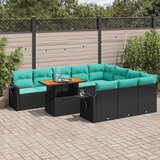  Vrtna garnitura - 11-dijelni set vrtnih sofa od poliratana s jastucima crni - Crna 1 | shoptok.hr