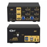  hdmi kvm usb svič CKL-923HUA-4, 2-portni, triple monitor, hdmi 2.1 compliant up to 8K hdtv (@60Hz), with audio & microhpone, 2 x usb 3.0 port hub, svič mode: push button / hotkey / mouse click / wired remote / auto scan | ePonuda.com